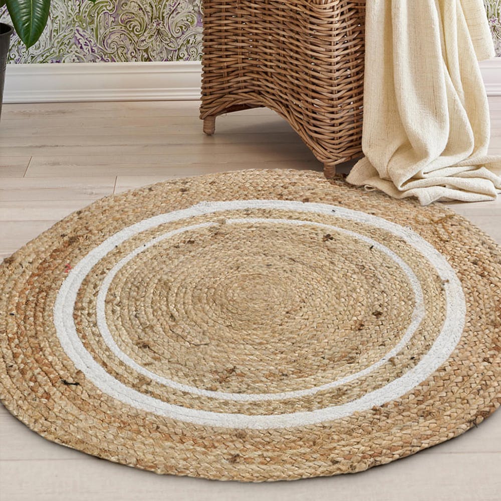 White Circle Jute Rug