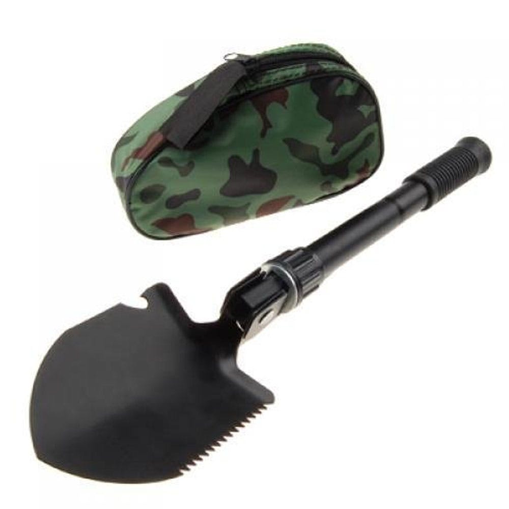 Portable Folding Shovel,Compact Camping Gear for Car,Gardening,Snow Shovel with Carry Pouch (Black)