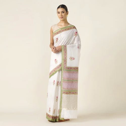 Cotton Silk Printed Sari By Fabindia