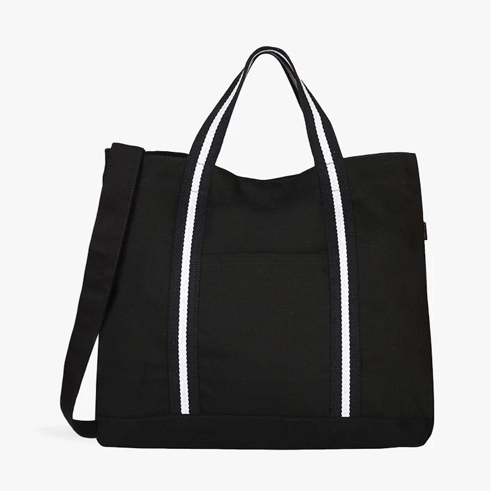 Black Canvas Crossbody Tote Bag