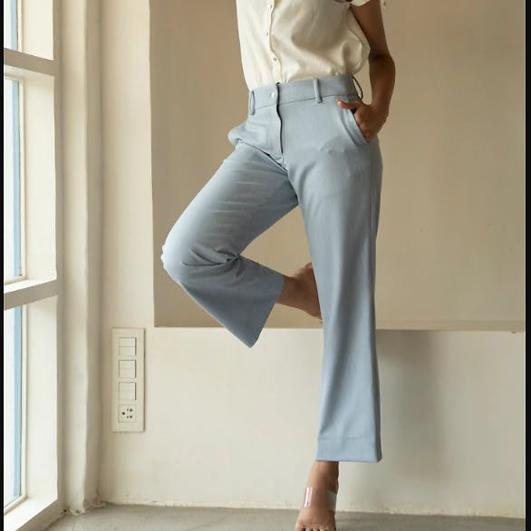 Textured Sky Blue All Weather Essential Stretch Pants