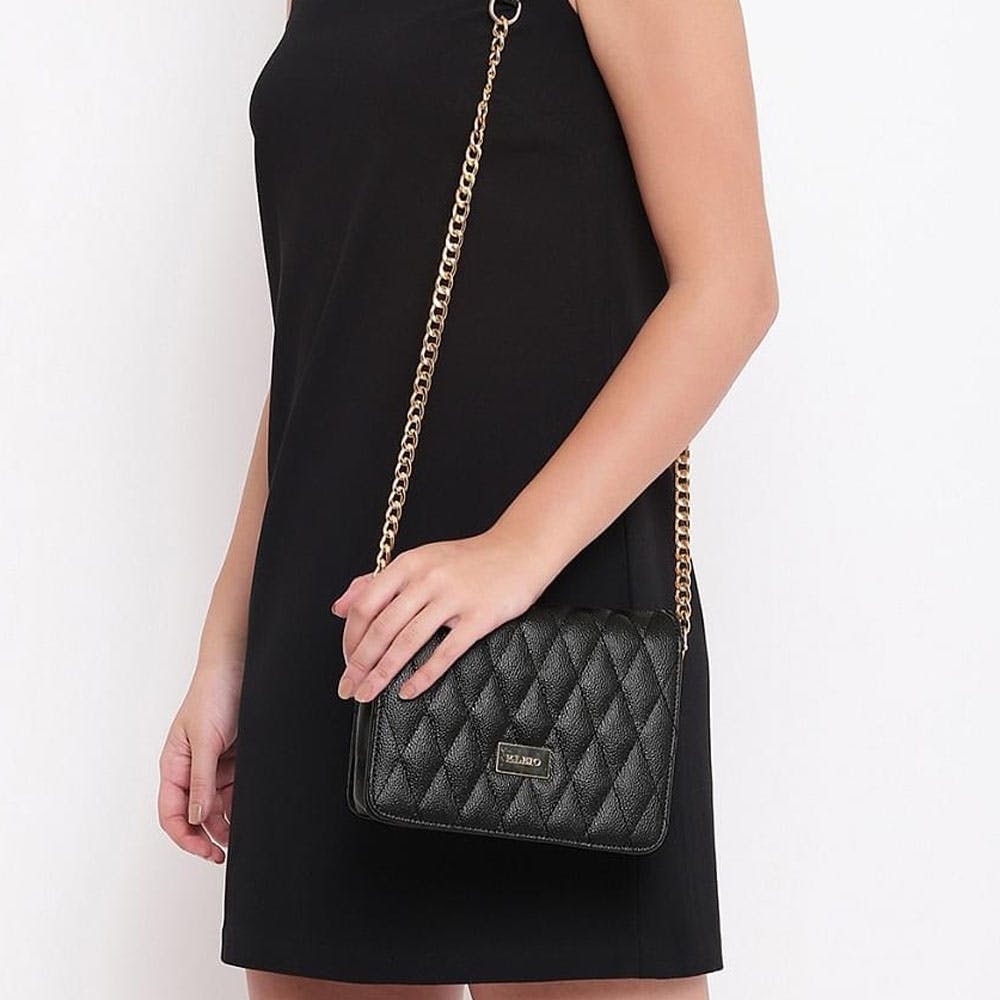 Solid Quilted Cross-Body Bag