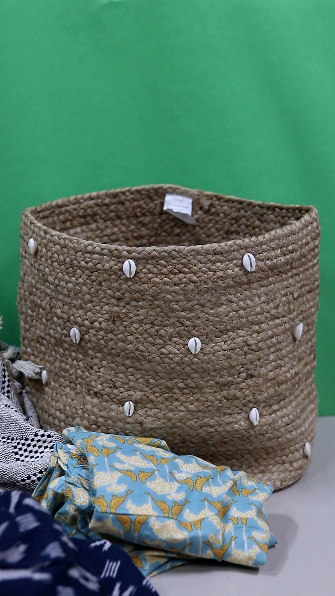 Bag,Sleeve,Luggage and bags,Basket,Rectangle,Linens,Pattern,Electric blue,Circle,Wool