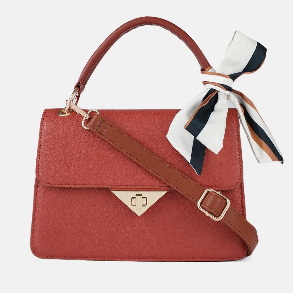 Tan Brown Solid Satchel