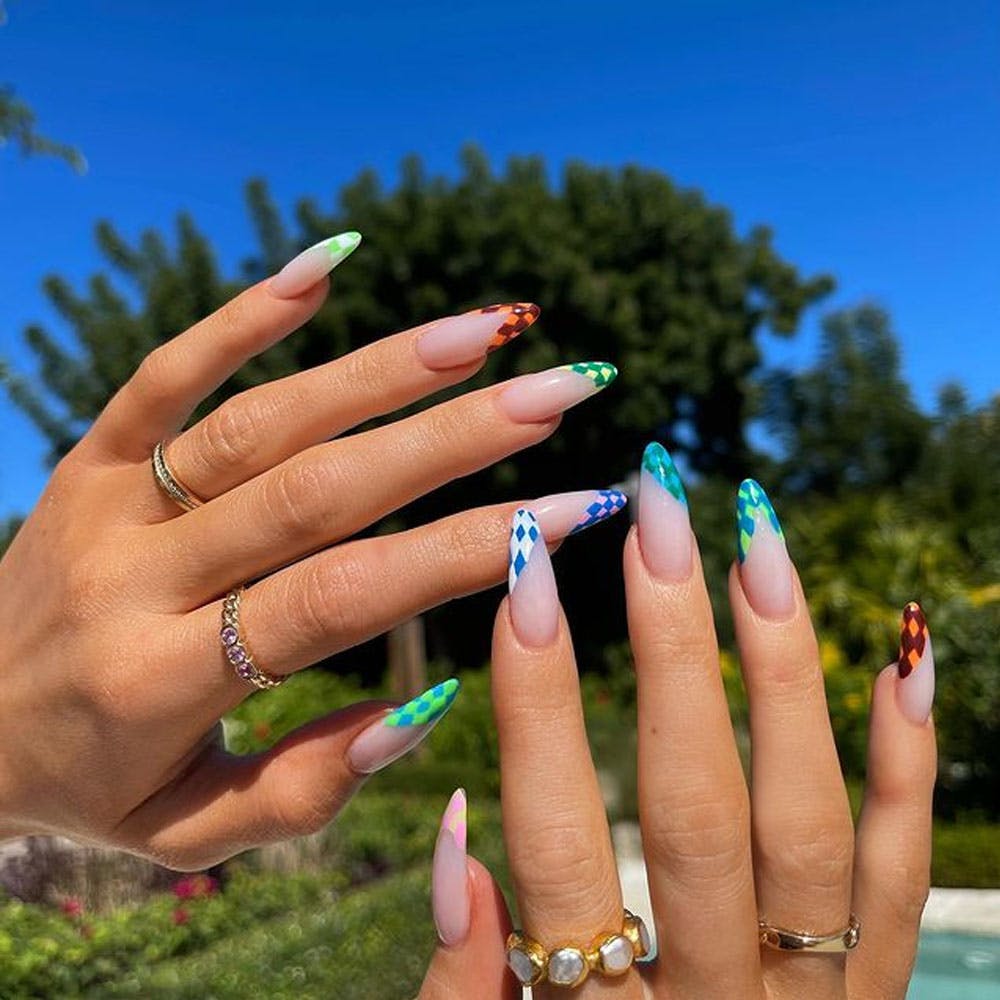 Combining different manicure types makes nails stand out, as does a variety  of nail art techniques. French tip nails are classic designs ... | Instagram