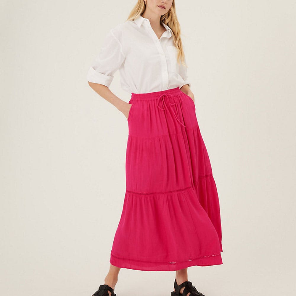 Crepe Maxi A-line Skirt