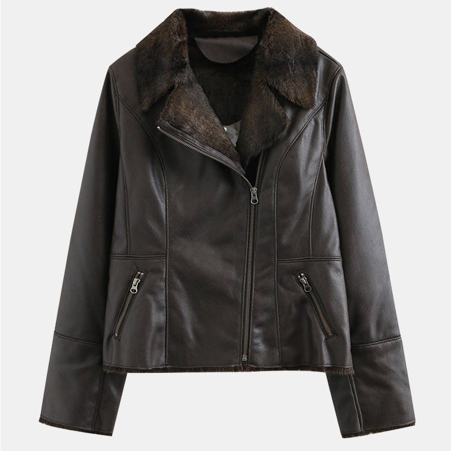 Urbanic Fur Trimmed Leather Jacket for Women