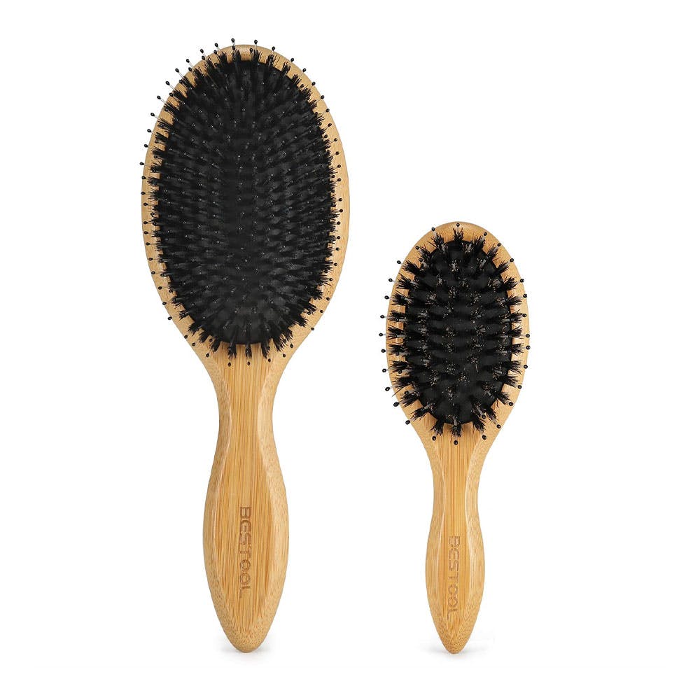 BESTOOL Boar Bristle Hair Brush Set with Detangling Nylon Pin