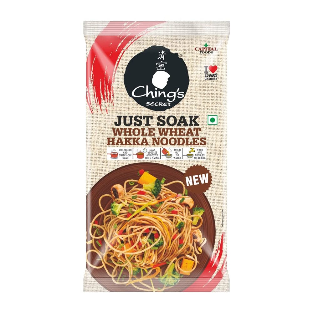 Ching's Secret Just Soak Whole Wheat Hakka Noodles Pouch, 150 g