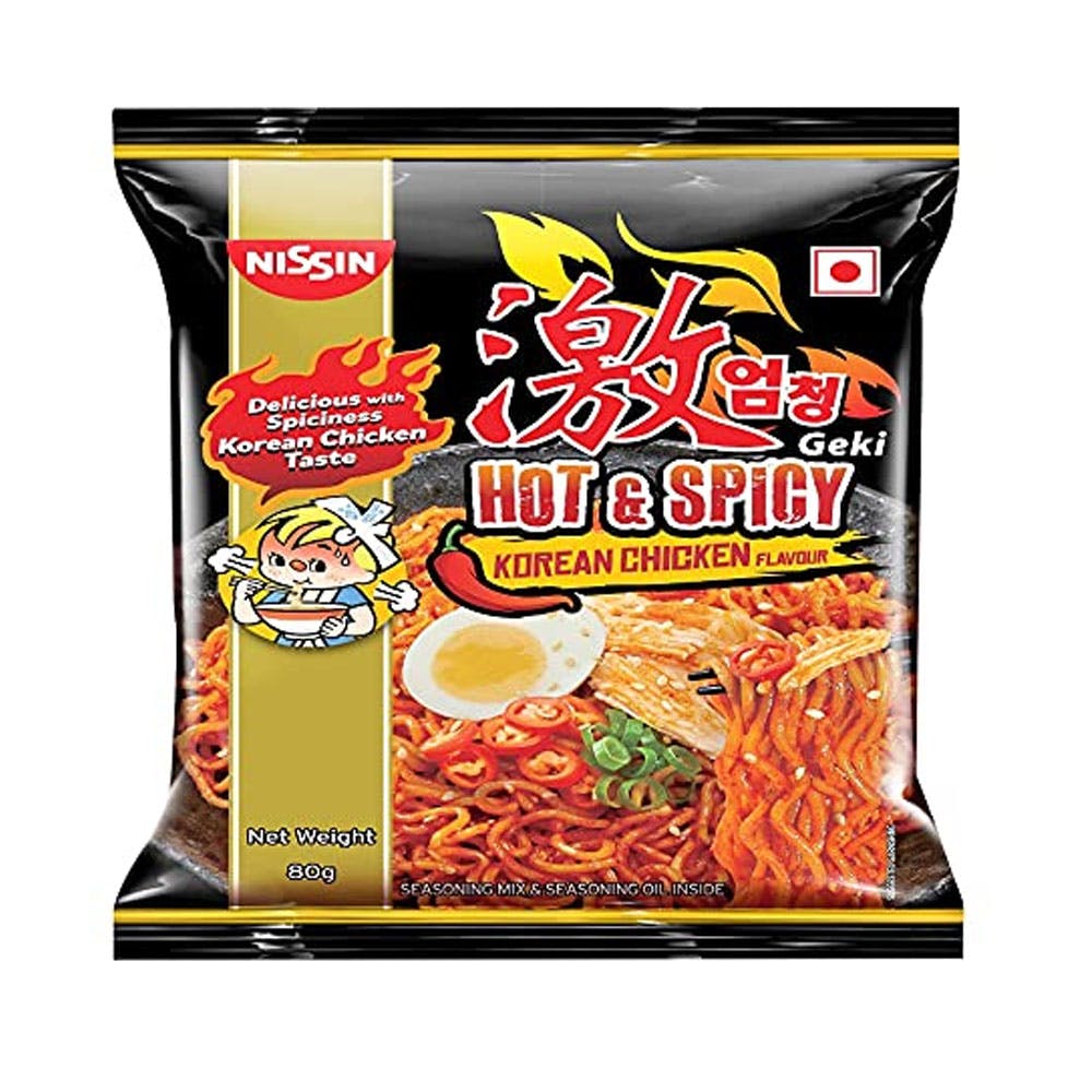 Nissin Hot & Spicy Korean Chicken Flavour Pouch, 80 g