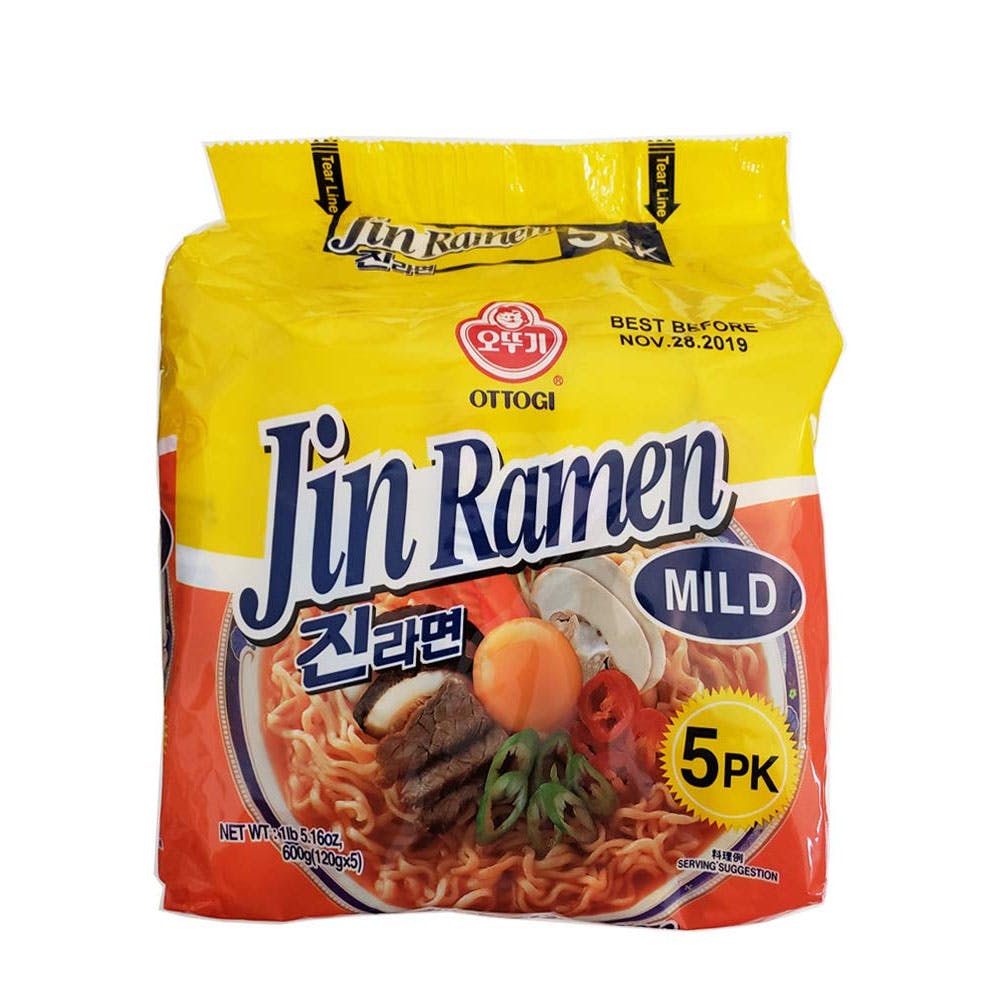 Ottogi Jin Ramen Instant Noodles, Mild, 120g, Pack of 5