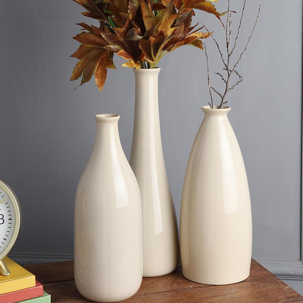 Modern Decorative Vases For Home Decor Set of 3 | Centerpieces | Kitchen | Office Or Living Room