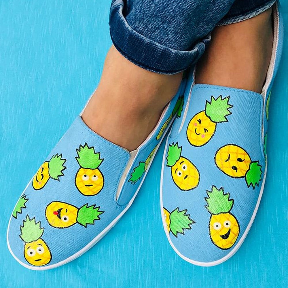 Handpainted Pineapple Slip-Ons