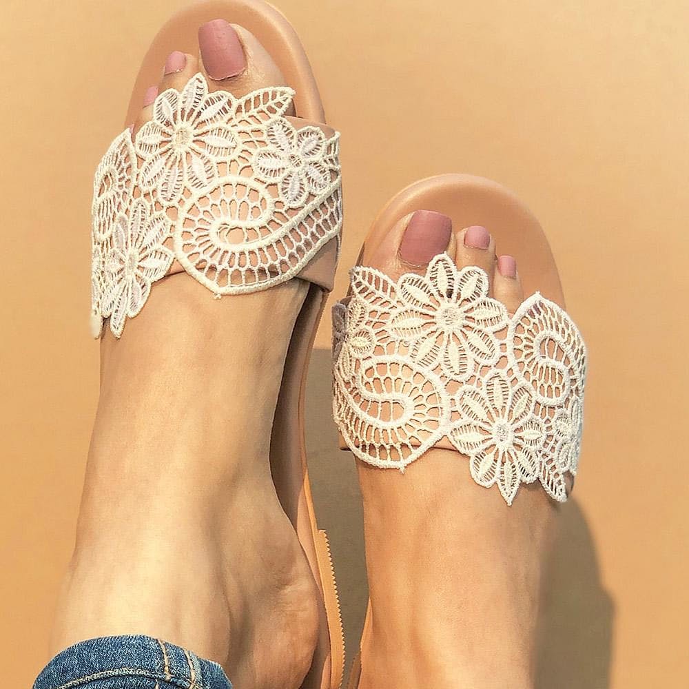 siilsaa Sandals for Women Dressy Lace Flower Flat India | Ubuy