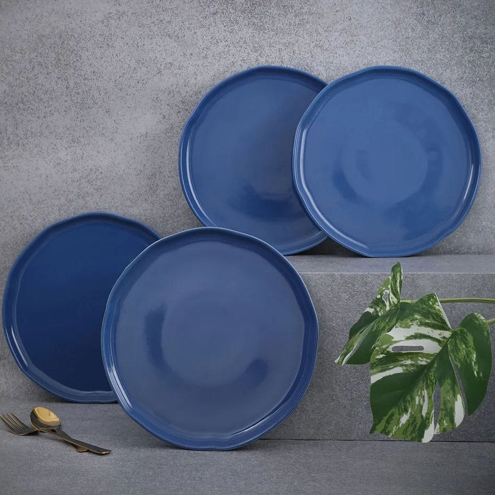 Palette Ceramic 10.5 Inch Dinner Plate 4 Pcs In Navy Blue Colour