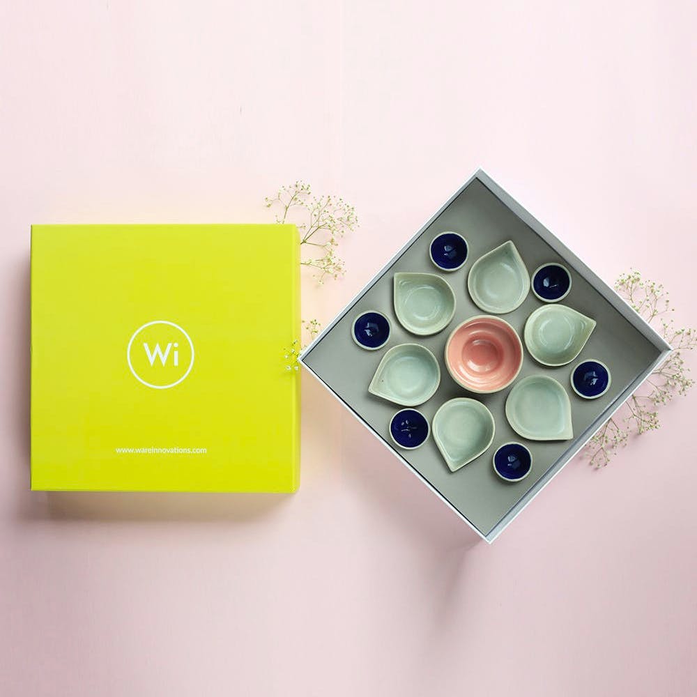 "Rangoli" Ceramic Plates & Bowls Combo - Set of 13