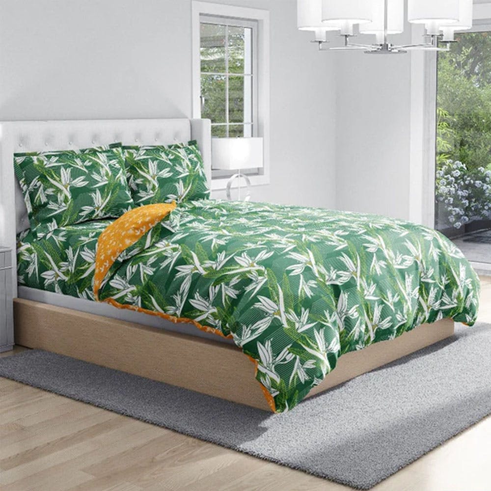 Pure Cotton Printed Bedsheet Set | Green