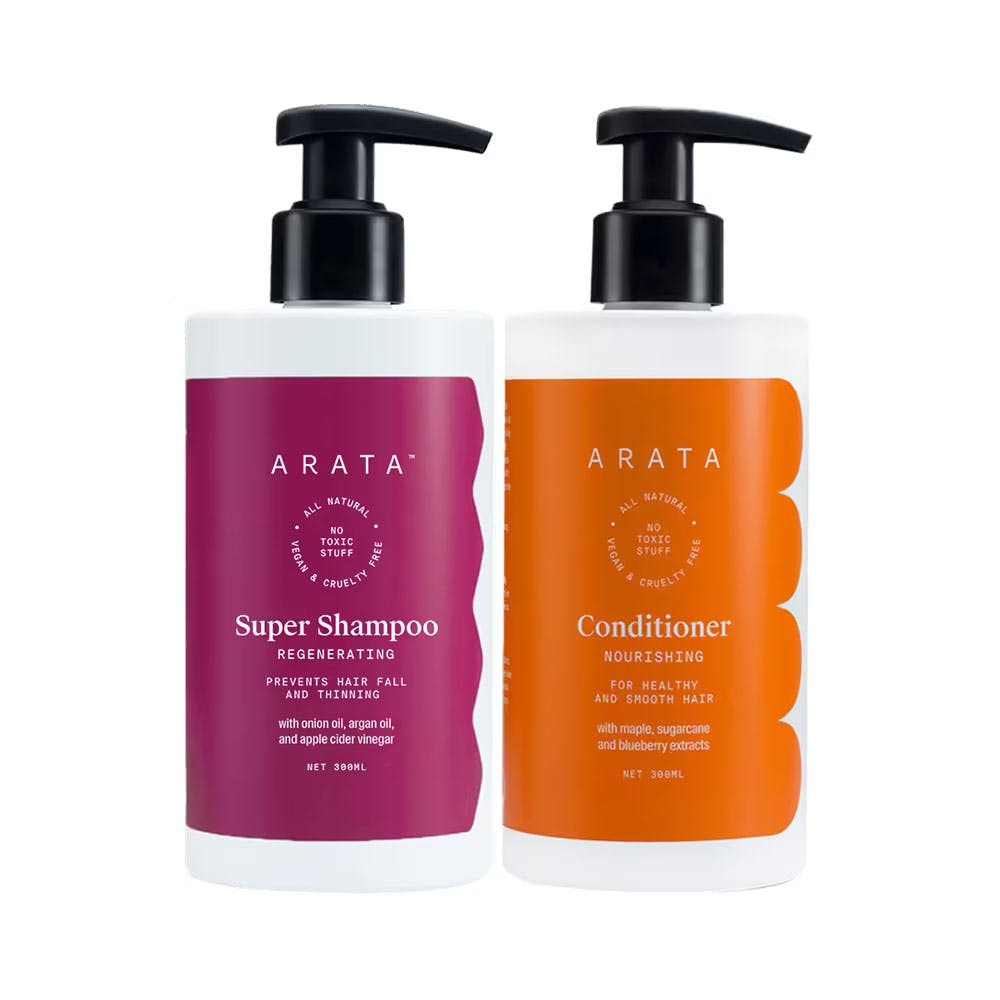 Arata Hair Fall Control Combo With 5 In 1 Super Shampoo and Conditioner