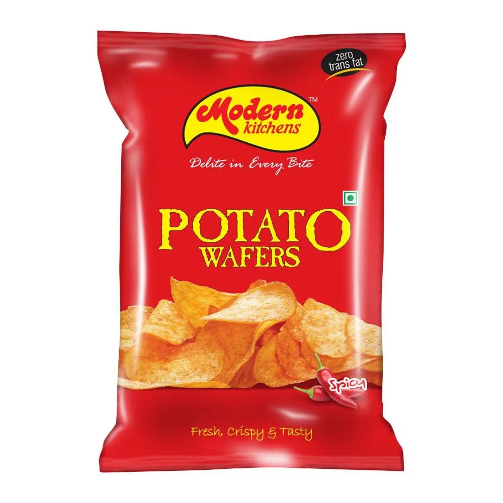 Modern Kitchens Potato Wafers - Spicy, Fresh, Crispy, Zero Trans Fat, No Preservatives, 70 g