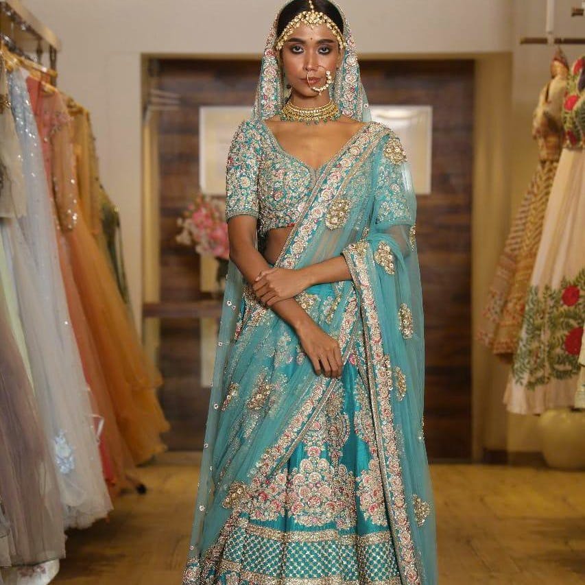 Navy Blue Color Soft Net Designer Wedding Mehendi Wear Lehenga Choli  -2981143567 | Heenastyle
