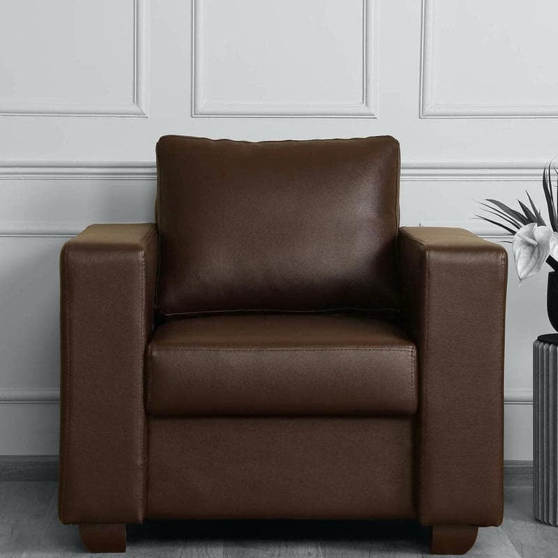 Mintwud Sato 1 Seater Leatherette Sofa In Texas Brown Colour