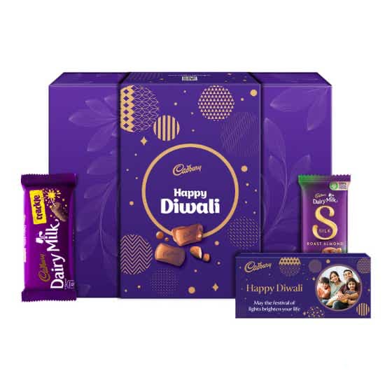 Personalised Diwali Satin Potli With Dark Chocolates & Cadbury Silk Bar Hamper