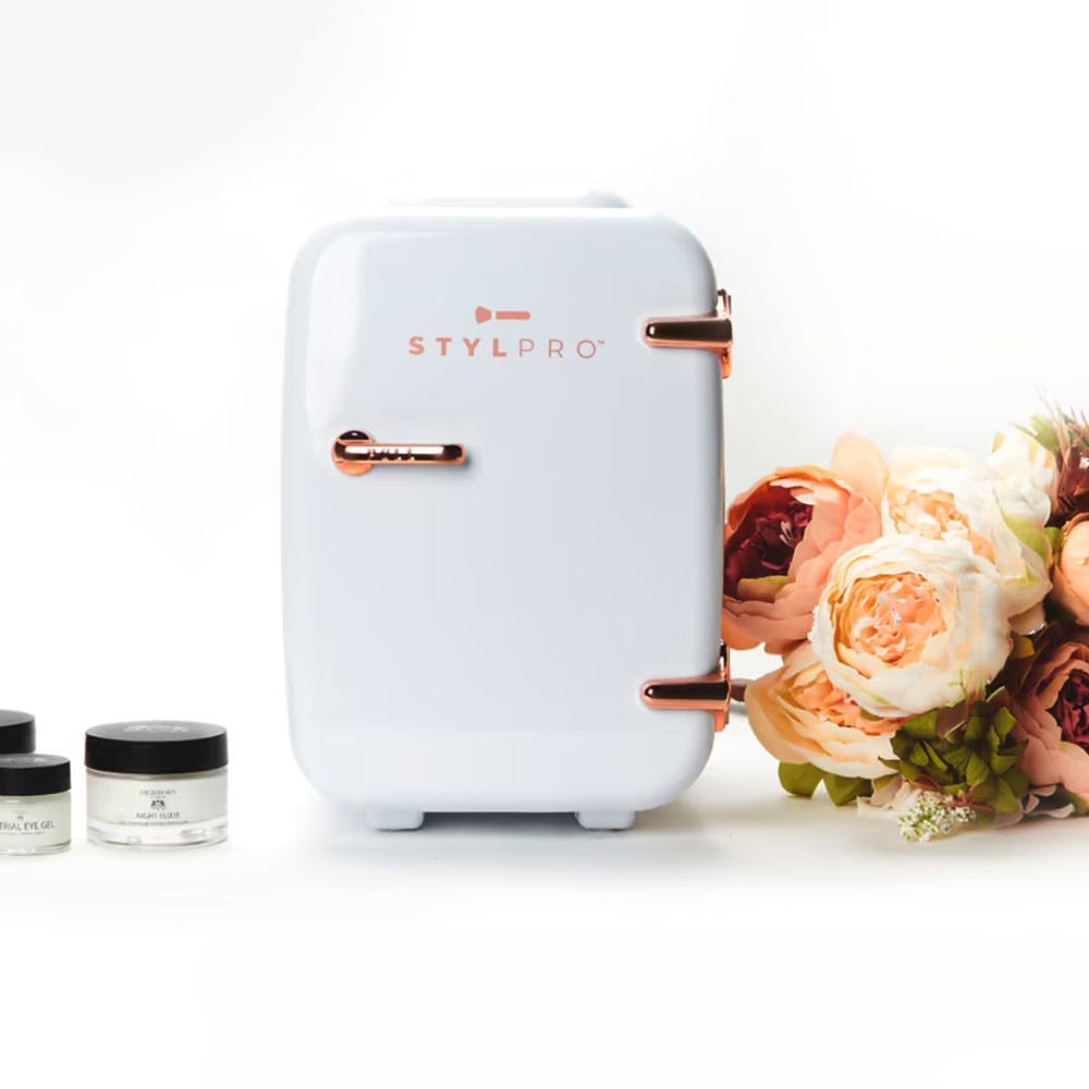 StylPro White & Rose Gold Beauty Fridge (4 Litre)
