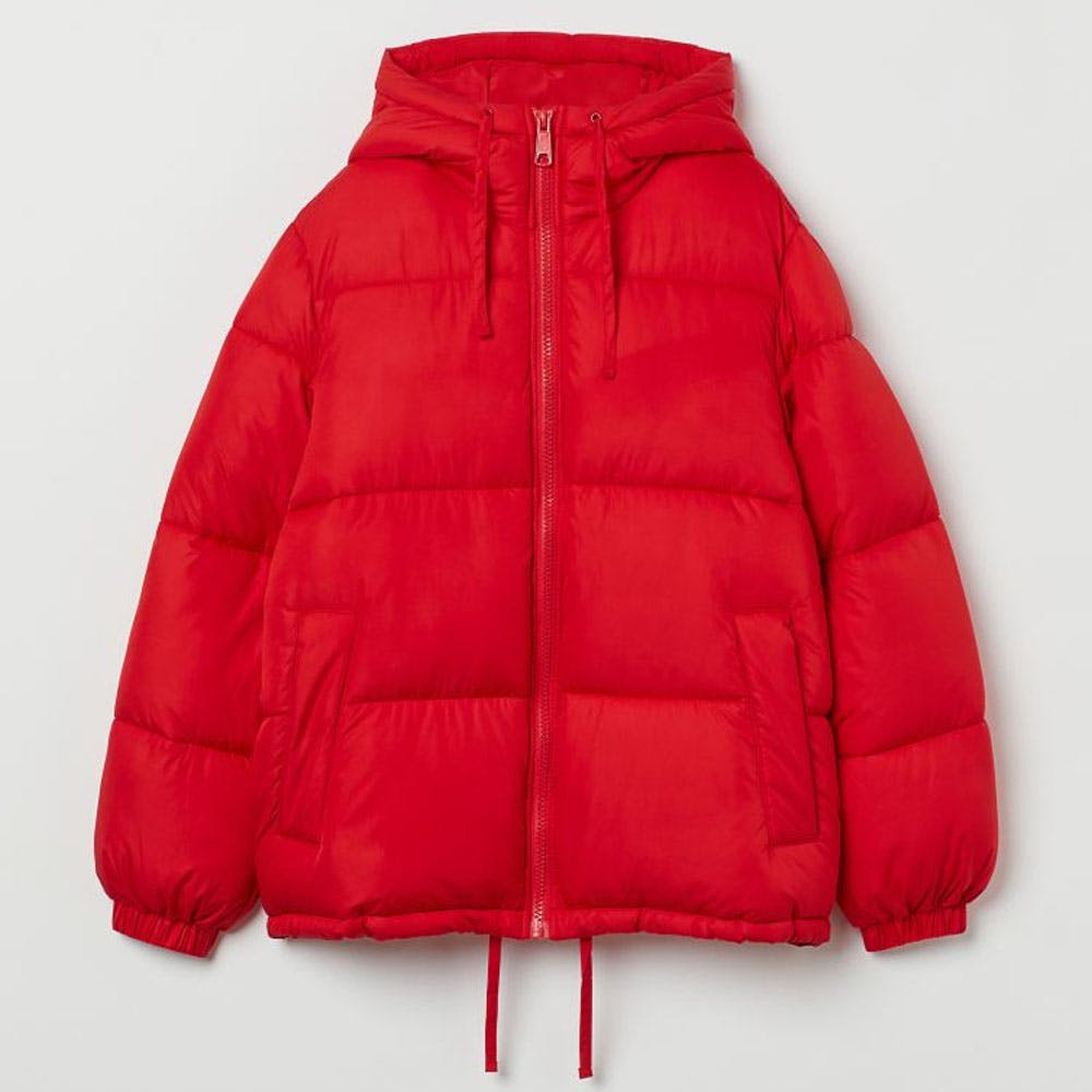 Hooded Puffer Jacket - Red
