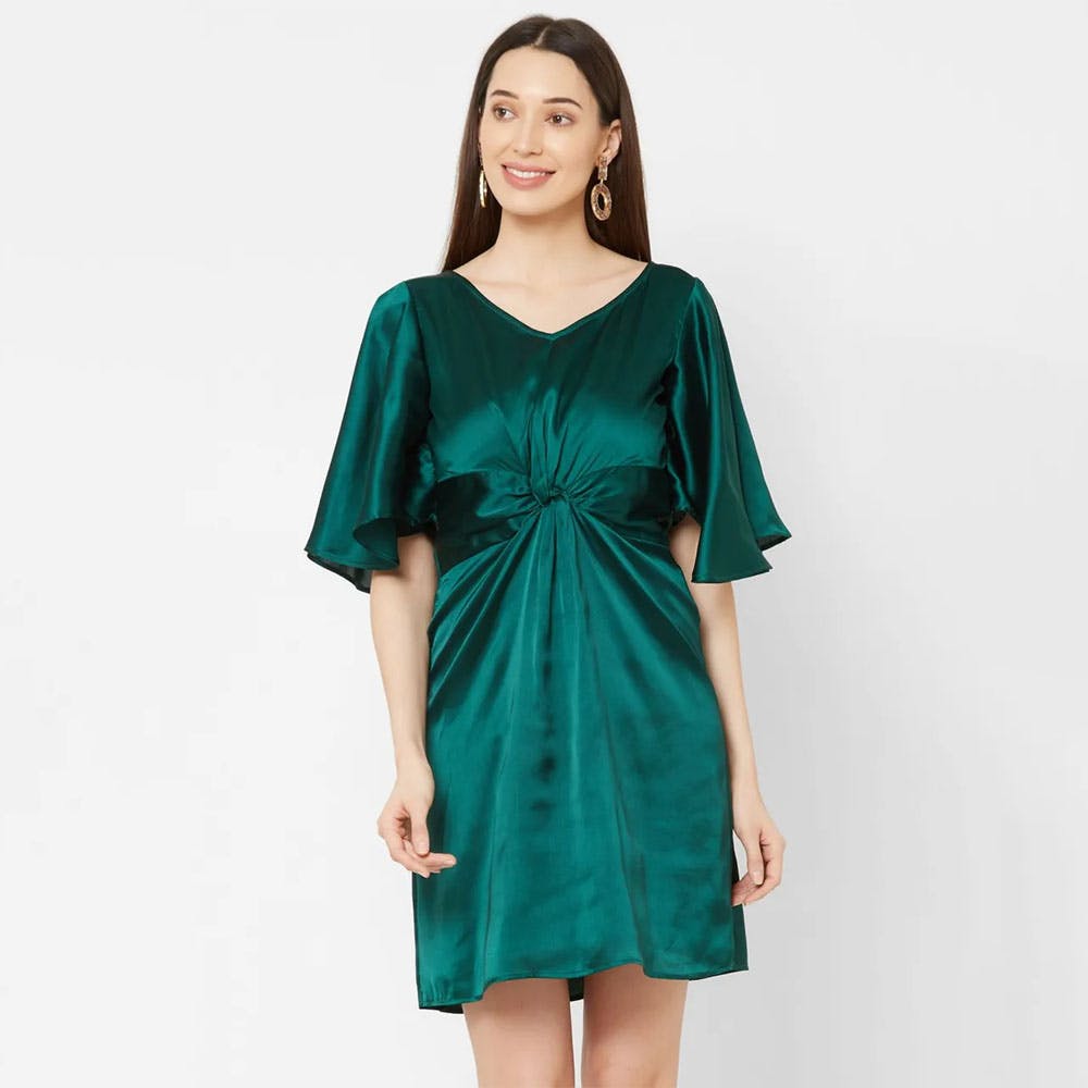 Green Solid Dress