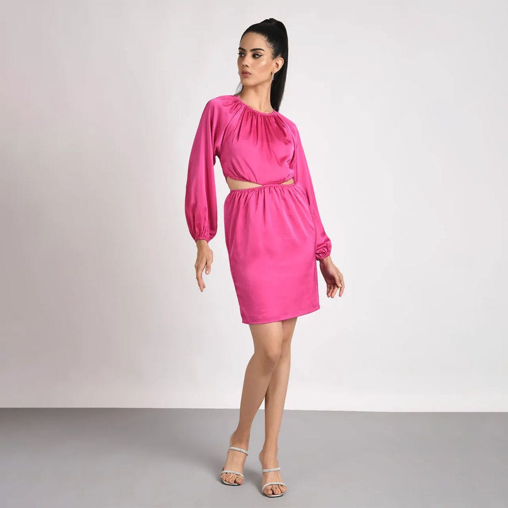 Fuchsia Pink Cut Out Dress