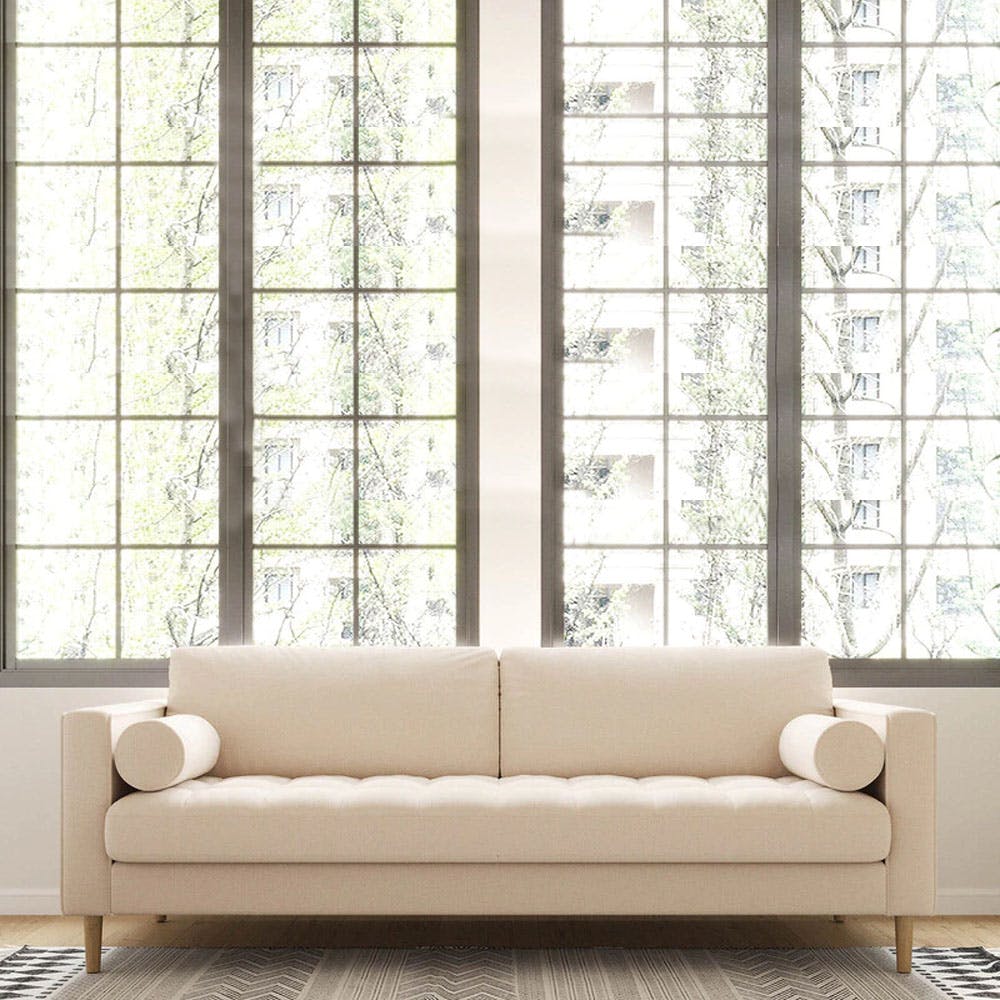 Palo 3 Seater Sofa With Wooden Legs in Ivory Colour