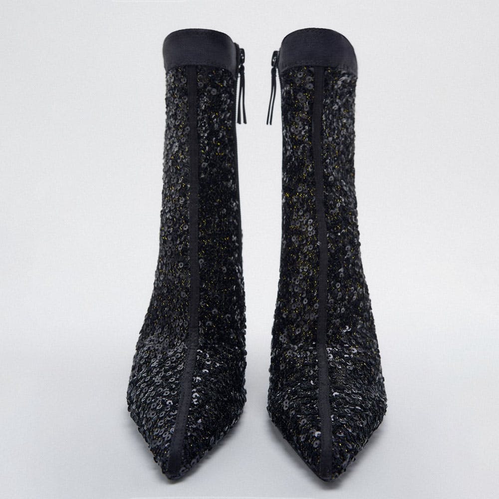 Sequined Fabric Ankle Boots