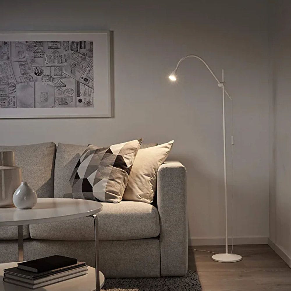 Ikea LED Floor Reading Lamp, White, 46 cm