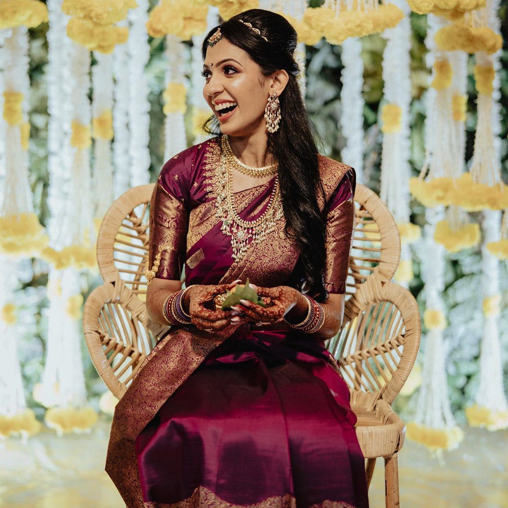 Amirtha govindarajan on Instagram: “Bride janani's hairstyle for reception  and muhurtham!! Loved… | Hair styles, Indian wedding hairstyles, Indian  bridal hairstyles