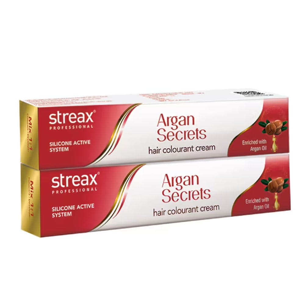 Streax Professional Argan Secret Hair Colourant Cream- Light Brown Copper Matte 5.74 (Pack Of 2)