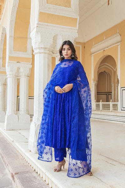 Gulabo Jaipur Suhana Blue Anarkali Set