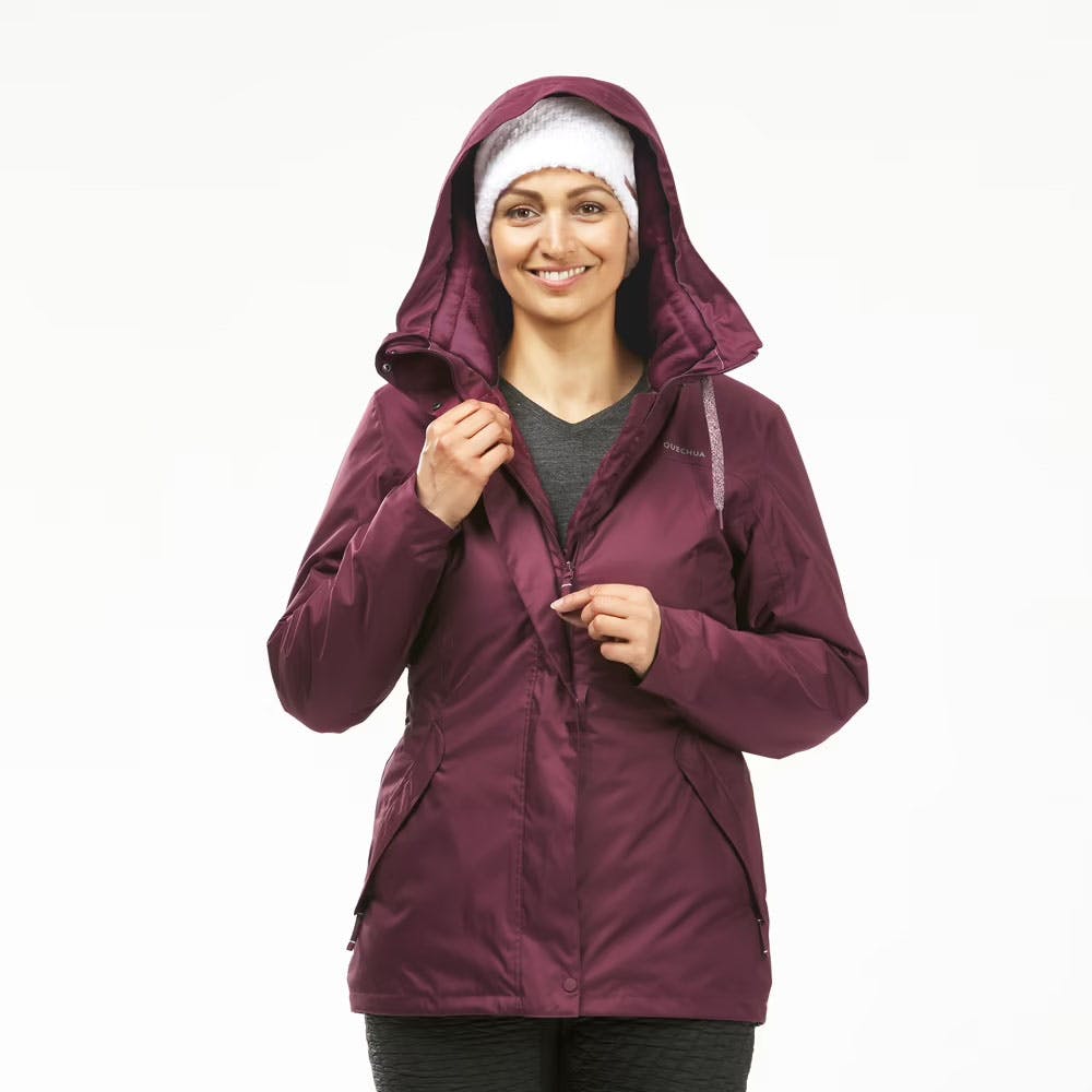Women's Hiking Warm Waterproof Jacket X Warm Purple