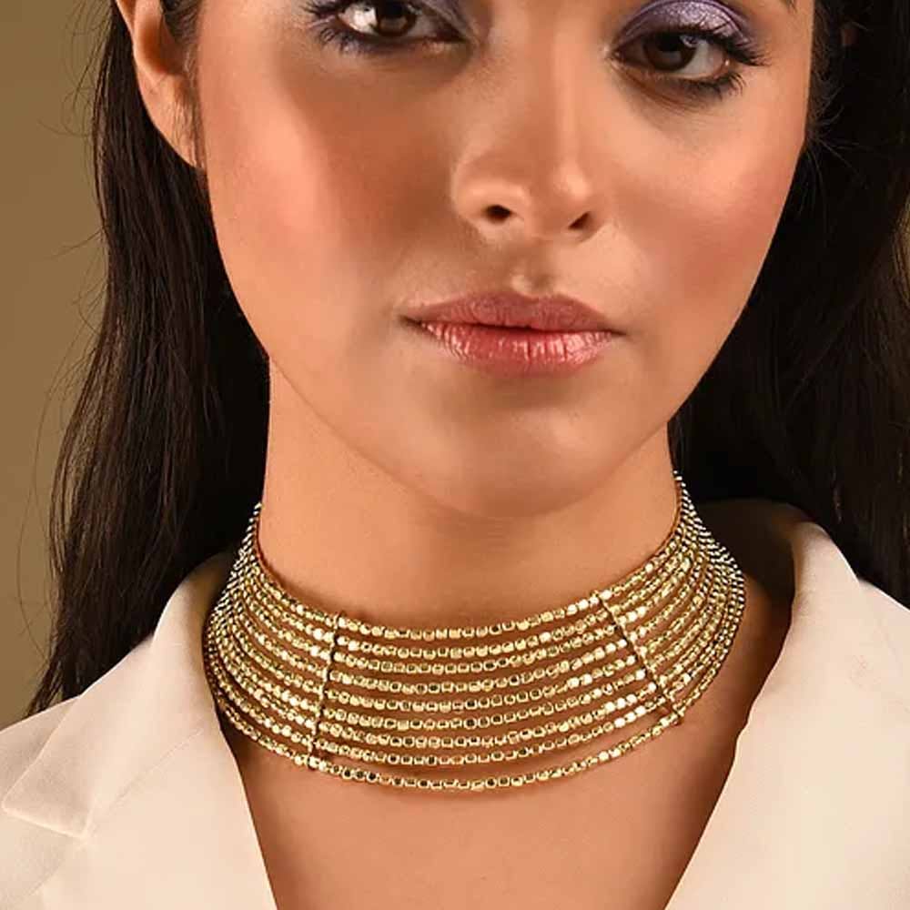 Gold Tone Handcrafted Choker Necklace