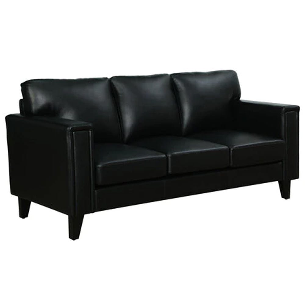 Woodsworth Riz 3 Seater Leatherette Sofa In Black Colour