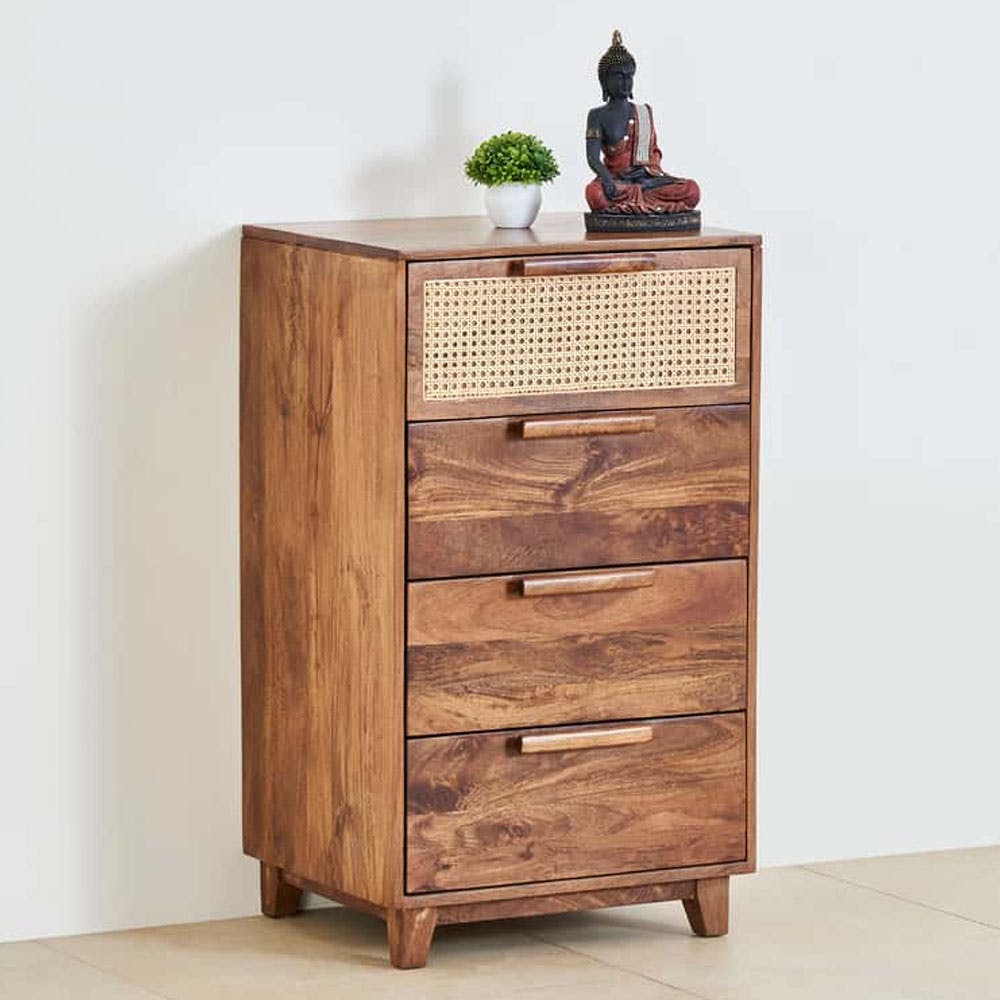 Cane Connection Mango Wood Chest of 4 Drawers - Brown