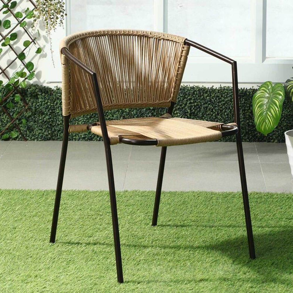 Outdoor Chair In Beige & Brown Colour