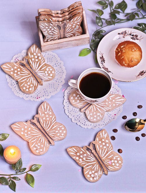 Jaypore Brown Butterfly Coasters