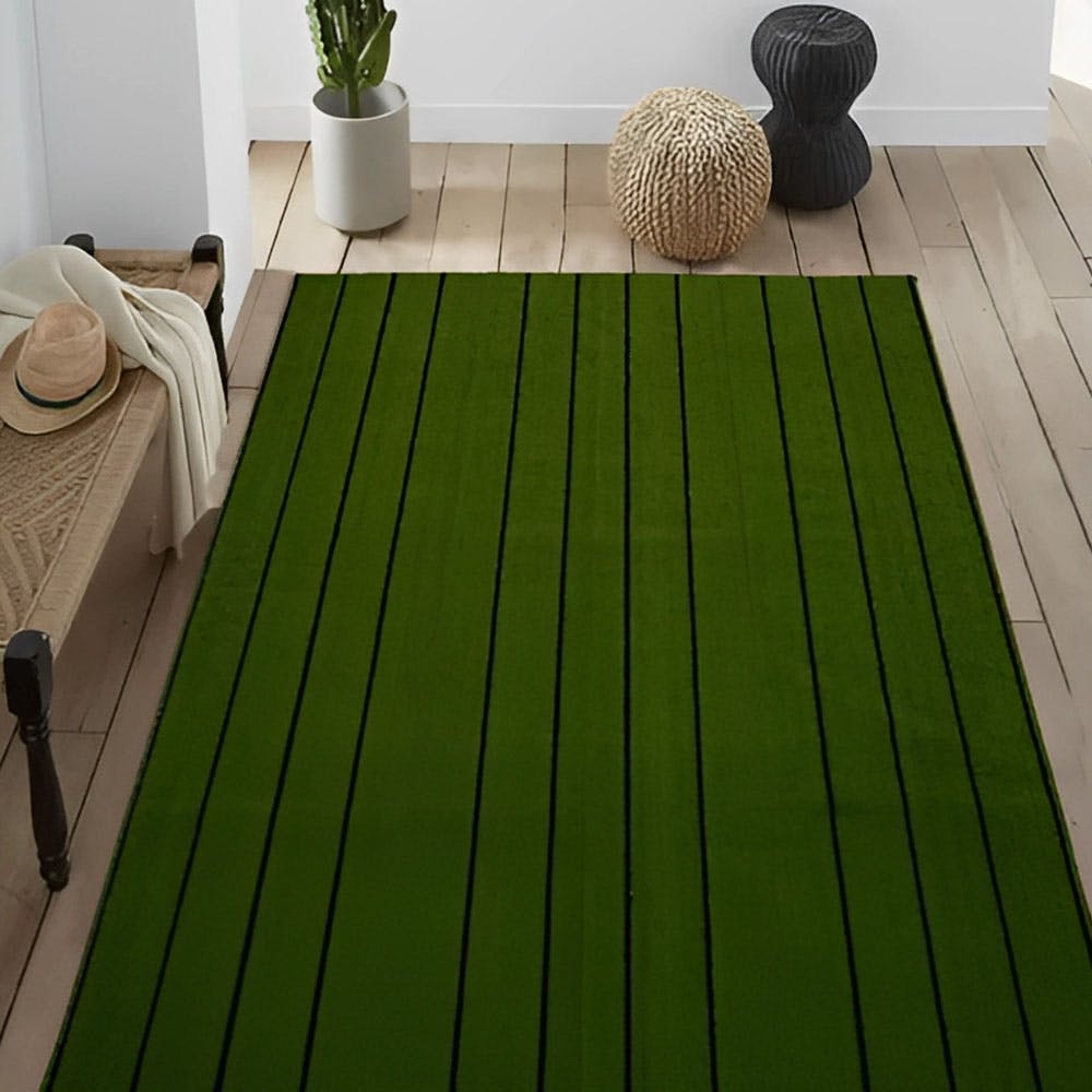 Saral Home Green Polypropylene Anti Skid Carpet