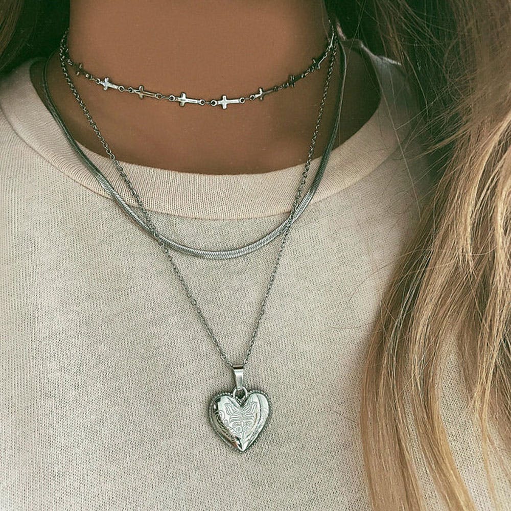 Engraved Heart Necklace By Bohomoon