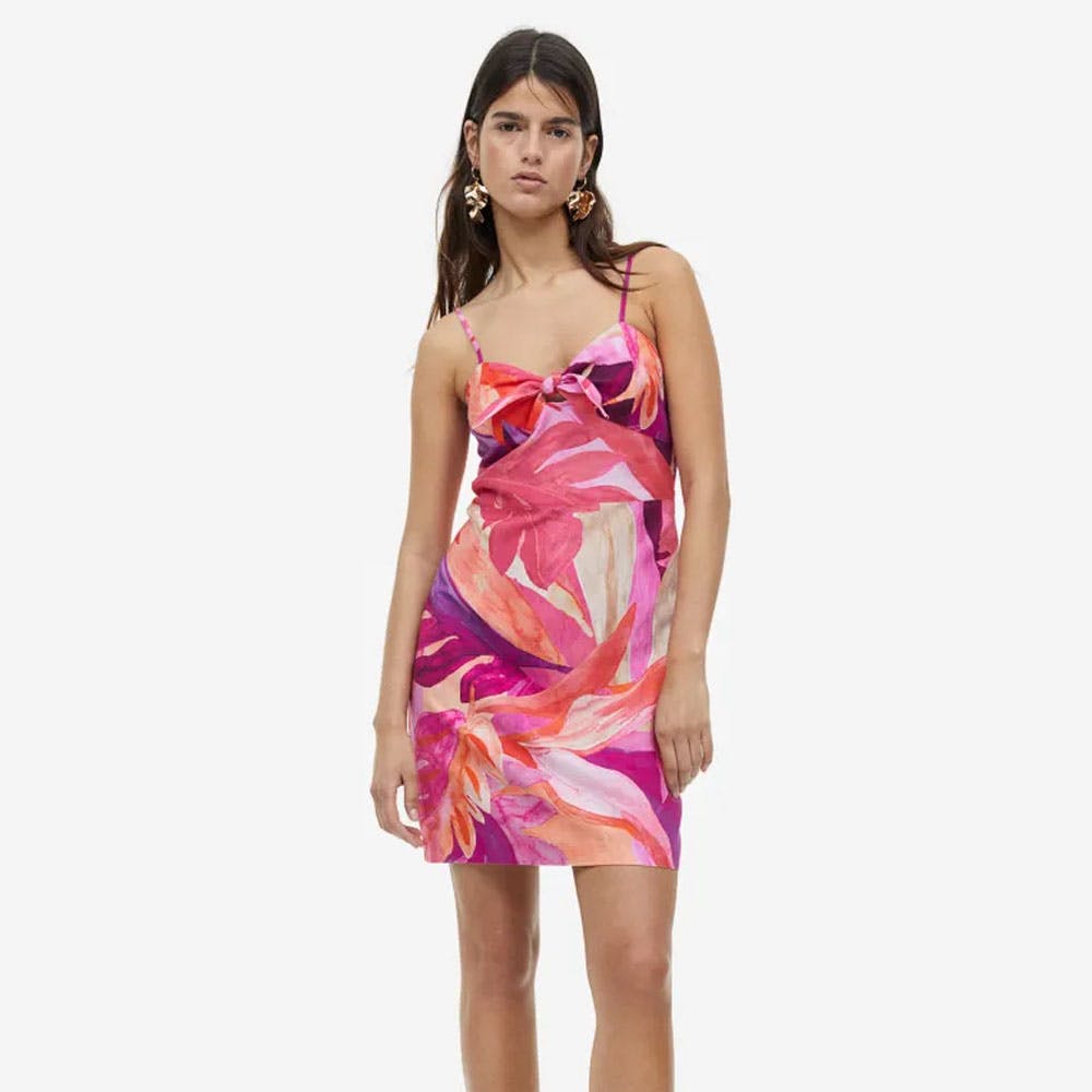 Pink Lined-Blend Dress By H&M