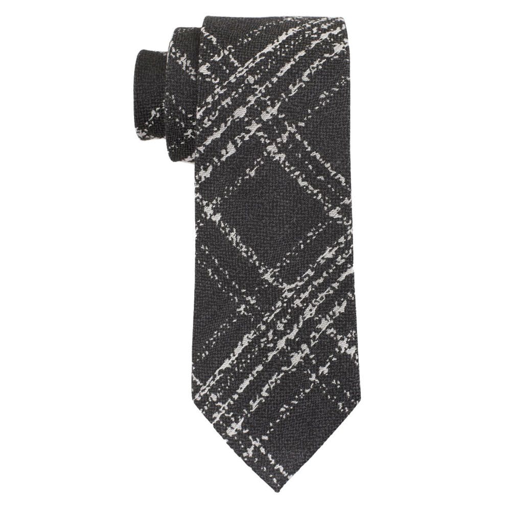 Printed Flannel Plaid Black Necktie
