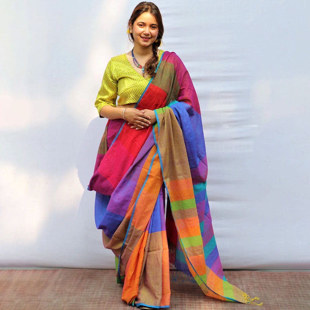 Hand-Dyed Handwoven Cotton Saree