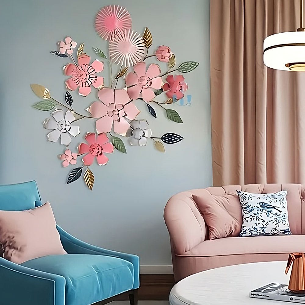 Flower,Furniture,White,Wall sticker,Product,Green,Plant,Blue,Branch,Textile