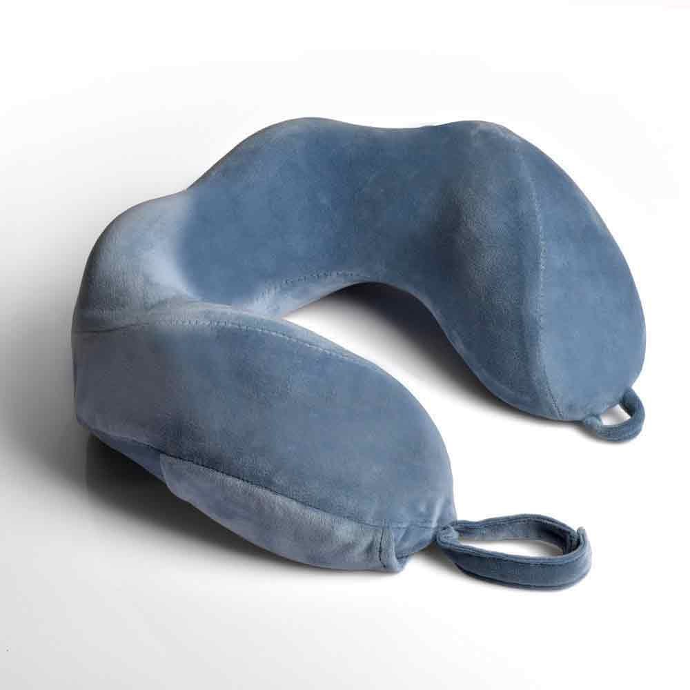 Tranquillity Memory Foam Travel Pillow Blue Wider Fit