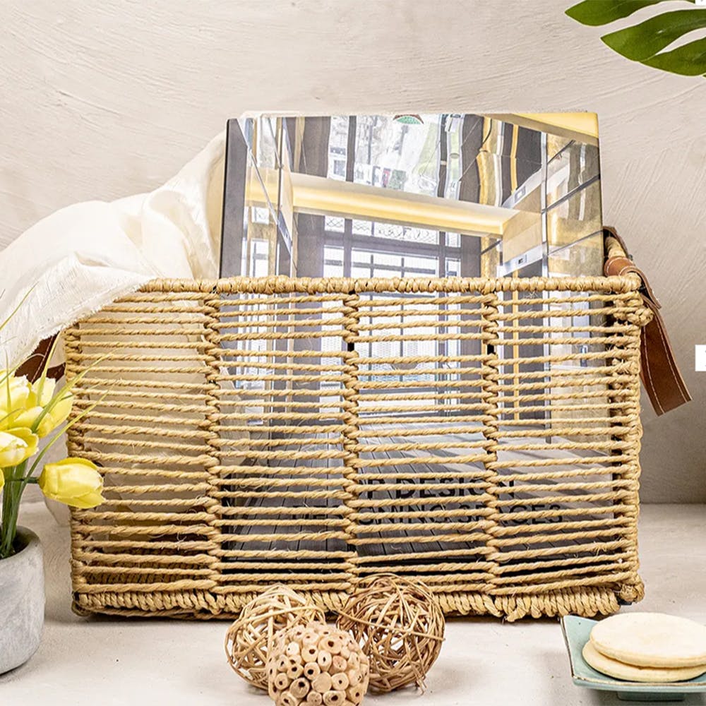 Rectangular Woven Natural Jute Basket